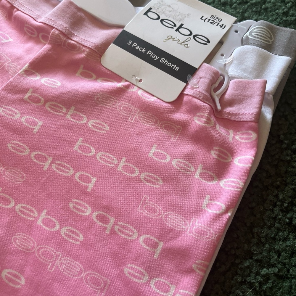 Bebe Girls Pink, White, and Gray Shorts Set - Picture 6 of 6